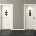 white restroom doors with wall 3D design and rendering for your project